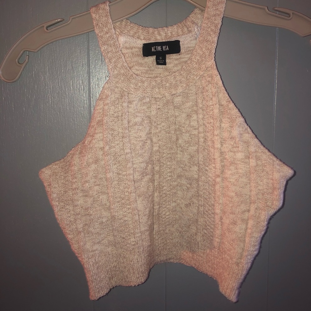 Cream sweater tank/crop top